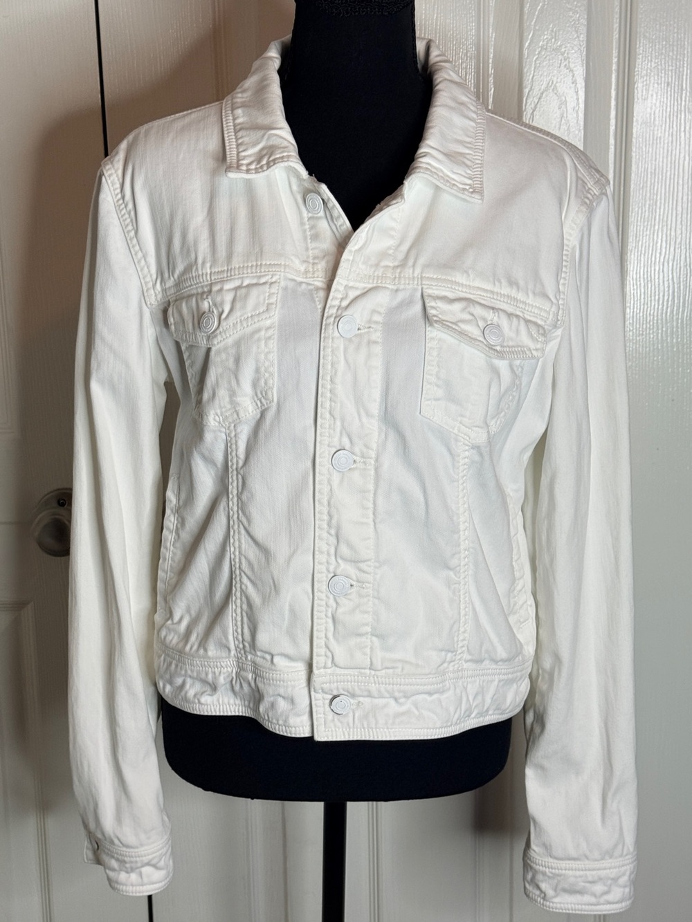 Tommy Bahama White Denim Jacket S Small Stretch Tencel TW514913 EUC